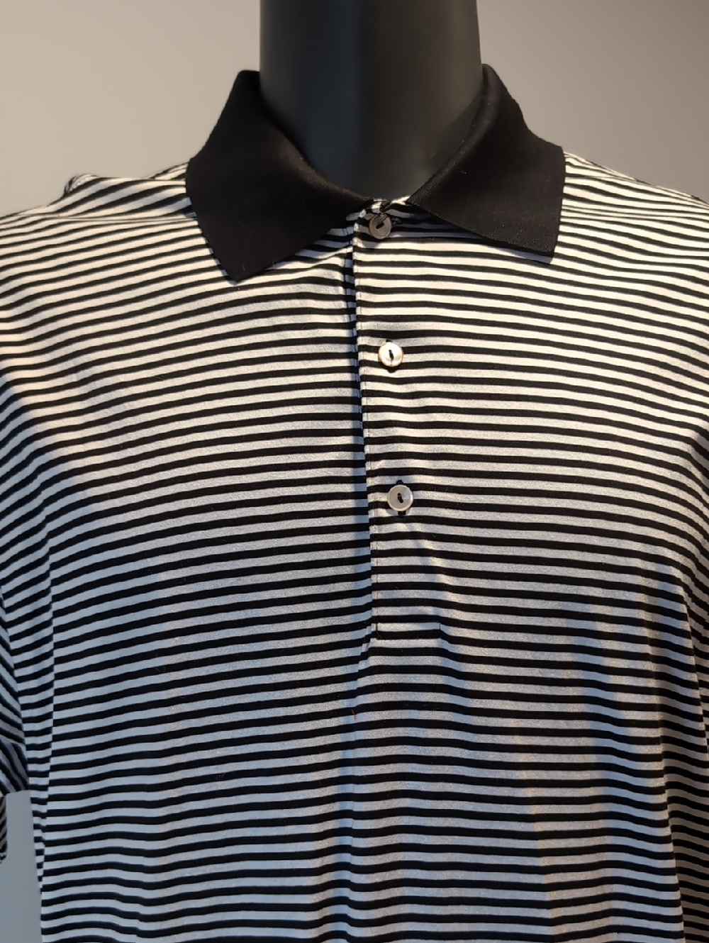 Peter Millar Black And White Stripe Polo Shirt